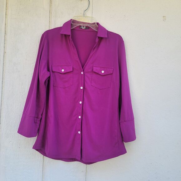 J. McLaughlin Purple Casual Button Down Shirt Sz S - Picture 1 of 4